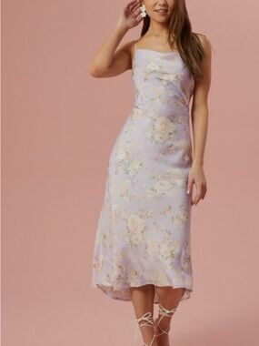 Altar'd State Lavender Blythe Floral Satin Slip Dress